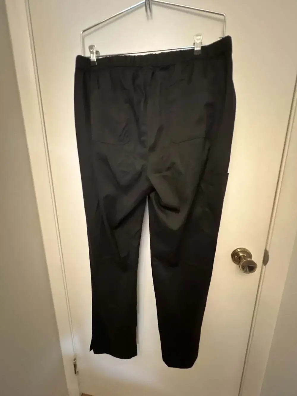 Maevn Women's Cargo Scrub Pants with Elastic Waist & Drawstring, Black, Sz Large